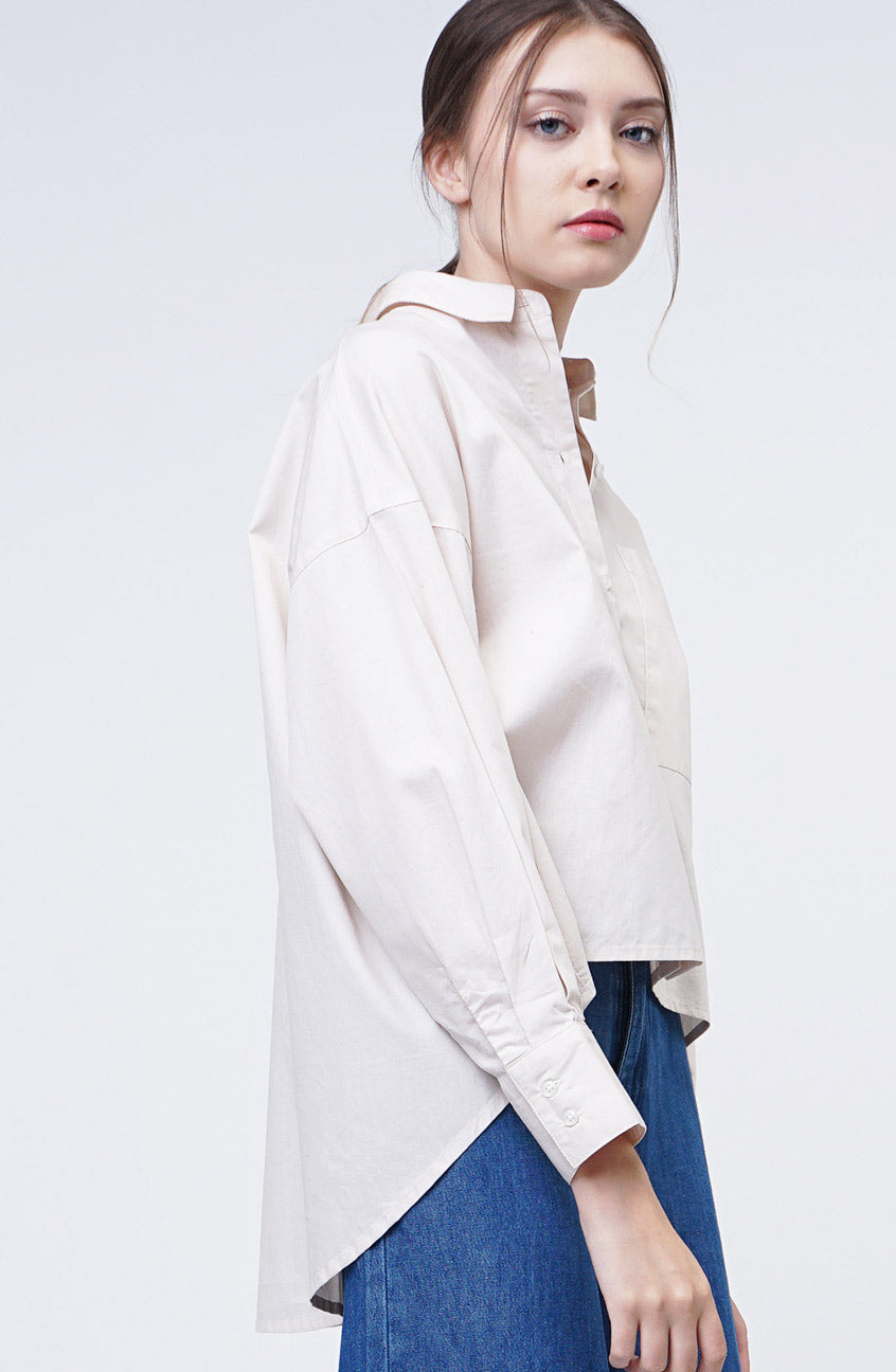 Kemeja Lengan Panjang Leslie Ecru Cream