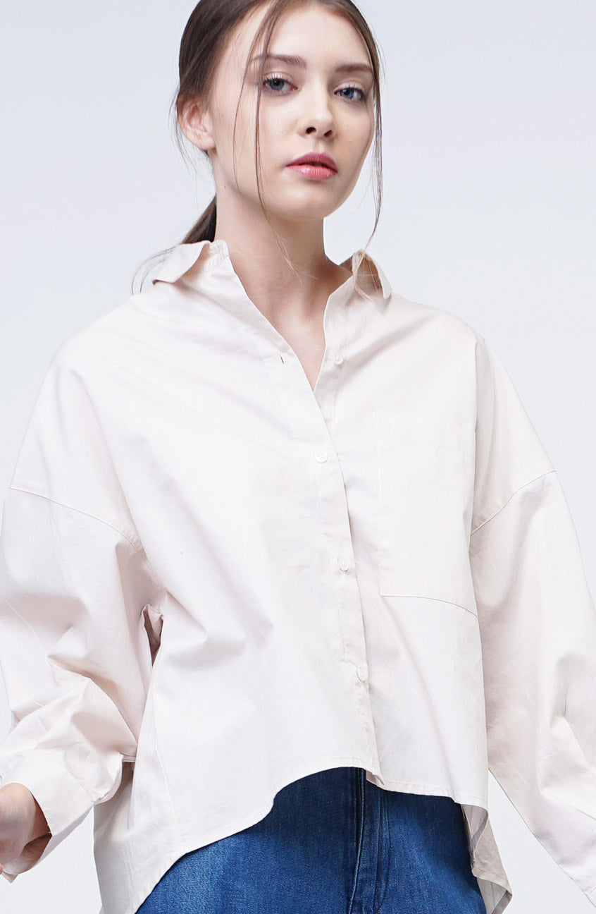 Kemeja Lengan Panjang Leslie Ecru Cream