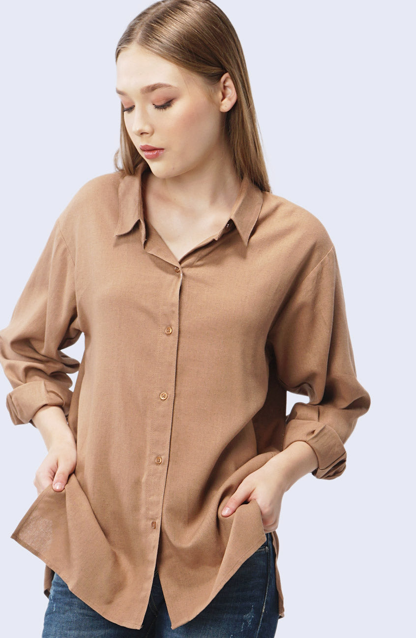 Kemeja Lengan Panjang Windy Brown