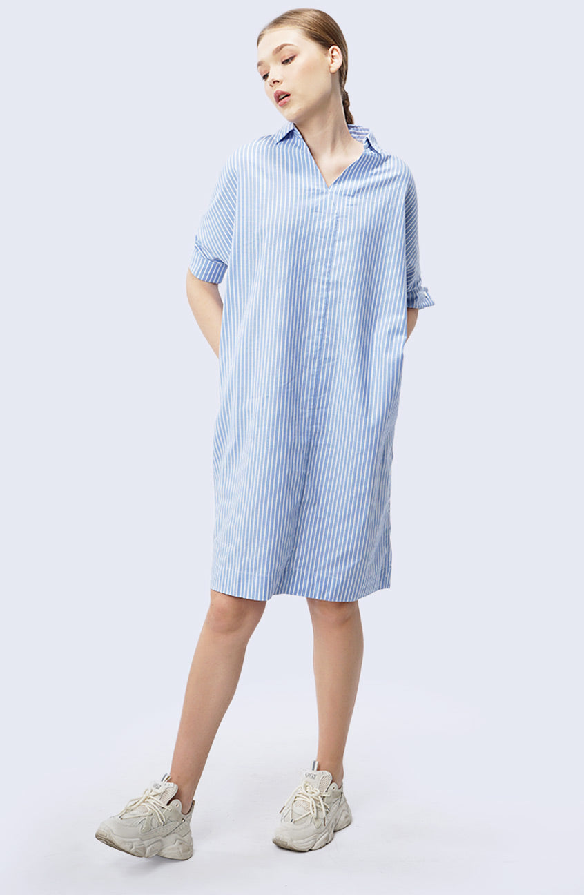 Dress Lengan Pendek Syasya Stripe Blue White