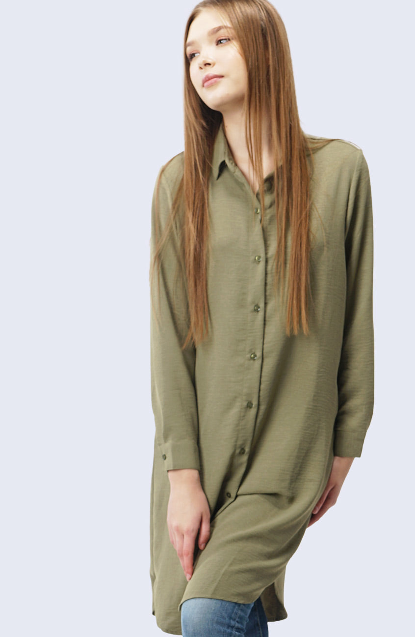 Dress Lengan Panjang Aisya Sage Green