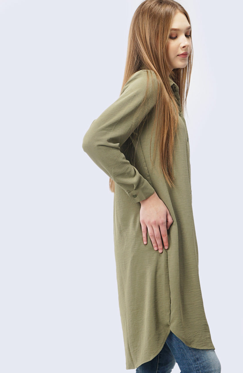 Dress Lengan Panjang Aisya Sage Green