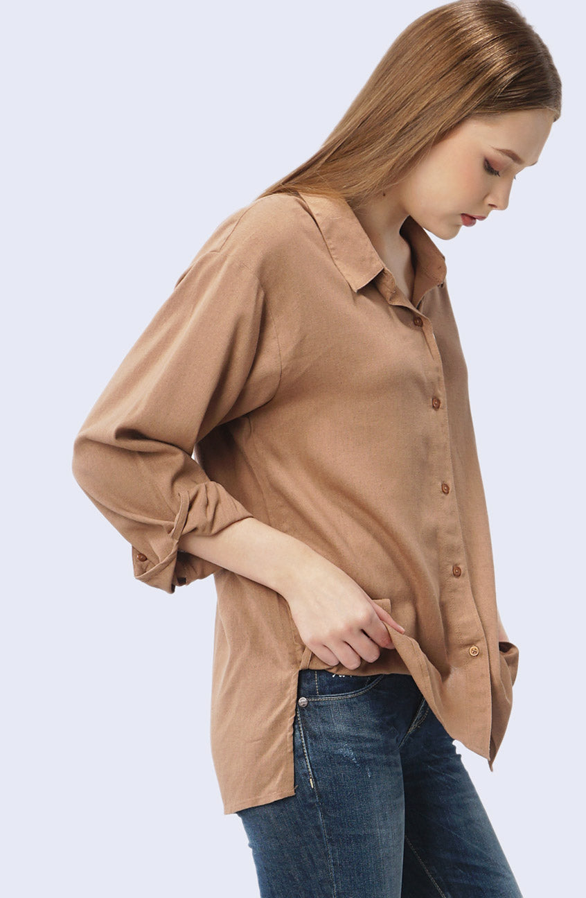 Kemeja Lengan Panjang Windy Brown