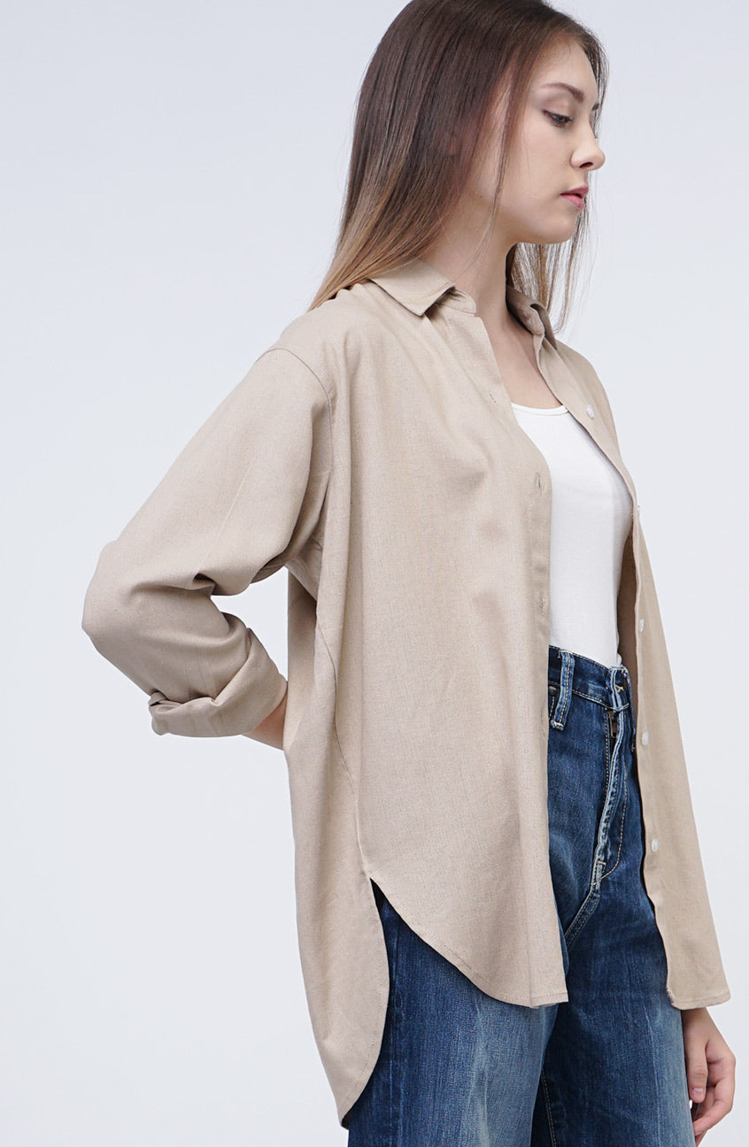 Kemeja Lengan Panjang Lindy Light Brown