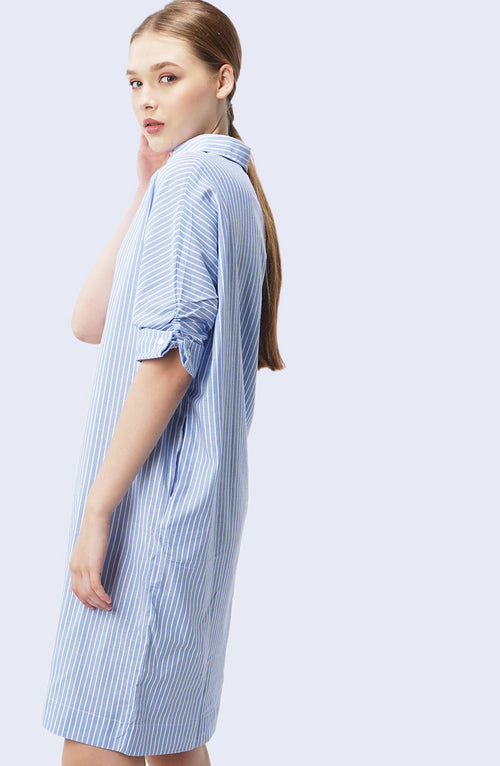 Dress Lengan Pendek Syasya Stripe Blue White