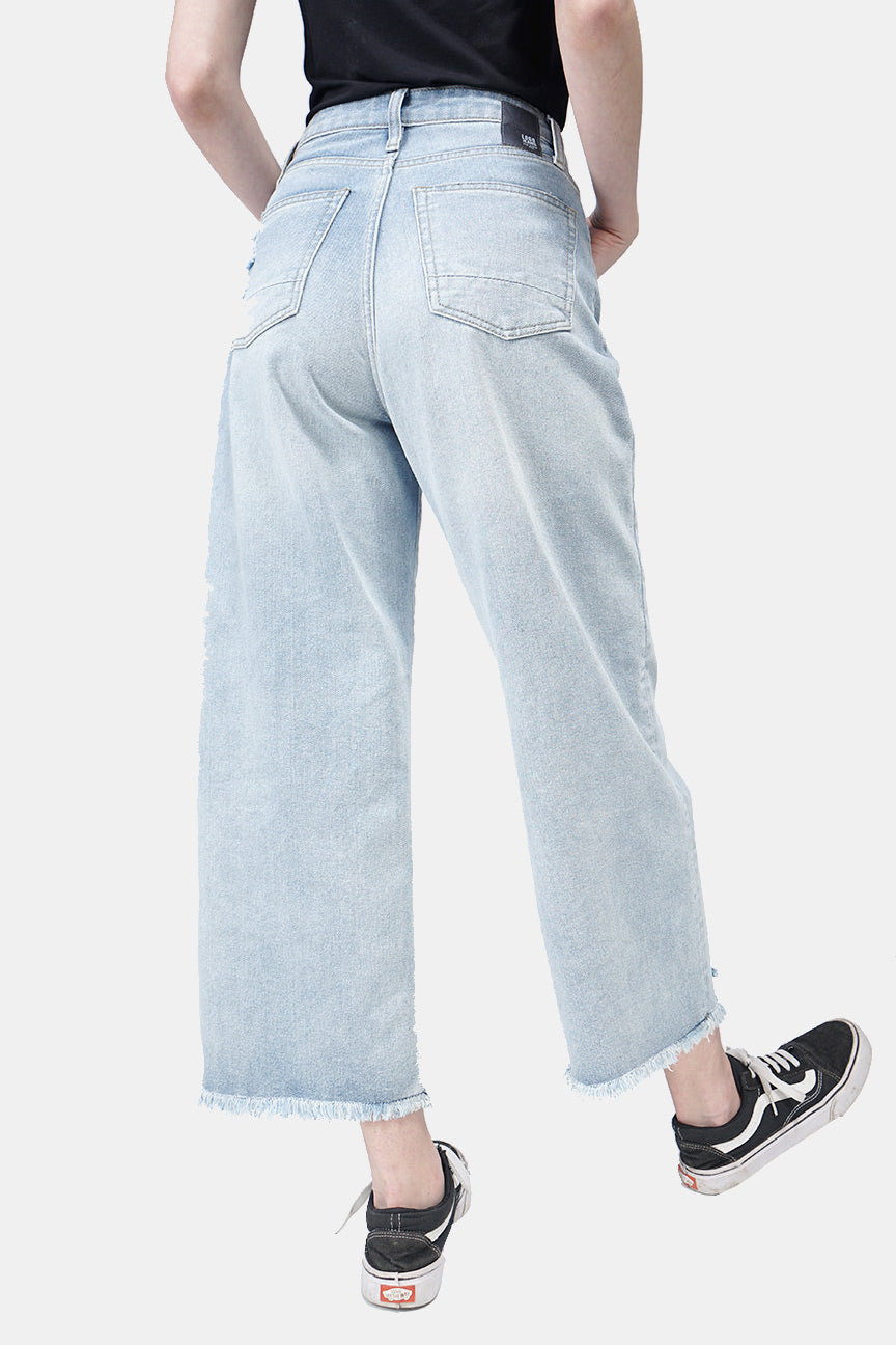 Jeans Wide Leg Hi-Waist F6 Series Light Blue Handmade