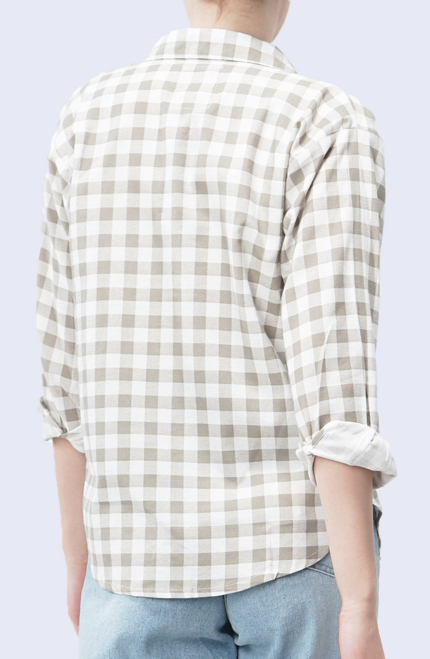 Kemeja Lengan Panjang Alice Army White