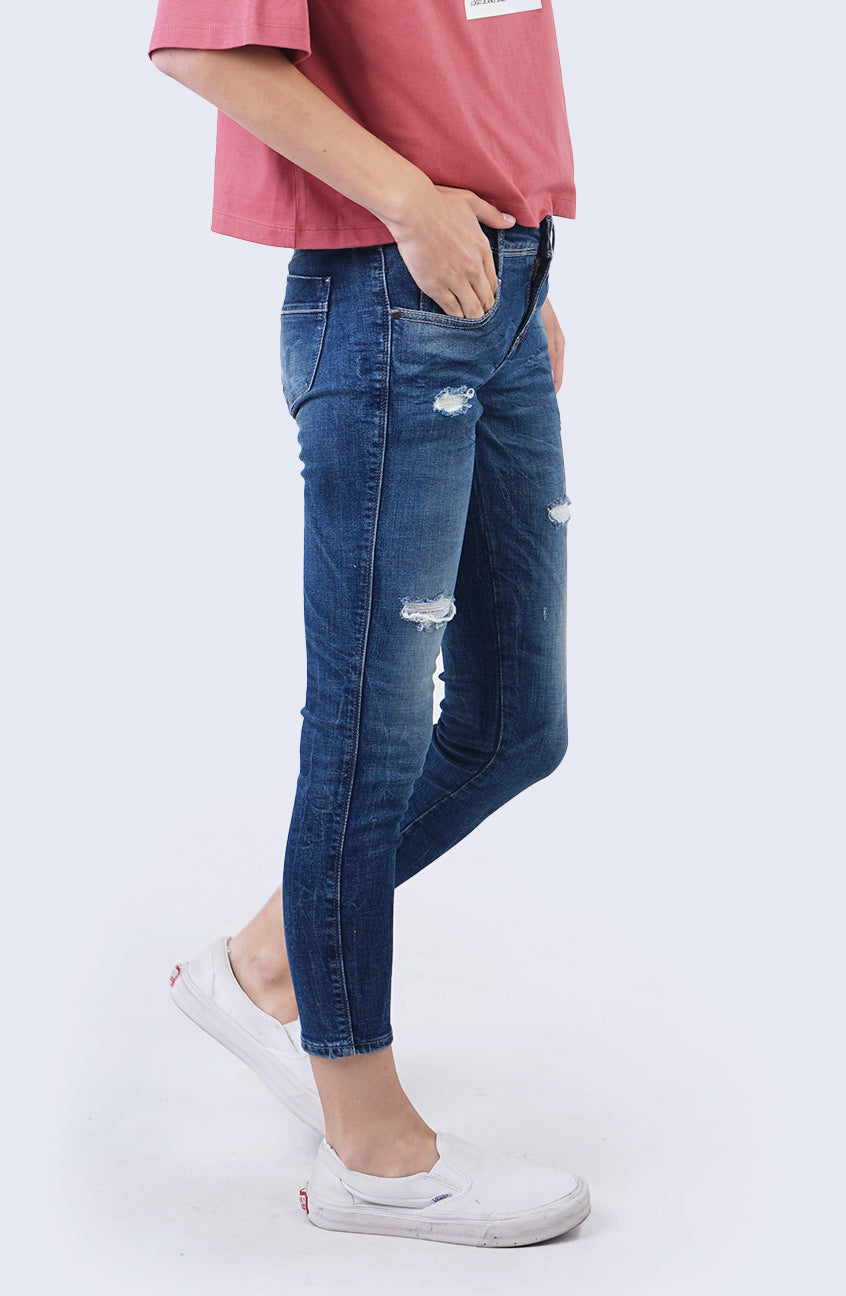 Jeans Skinny F4 Series Mid Waist Handmade Medium Blue