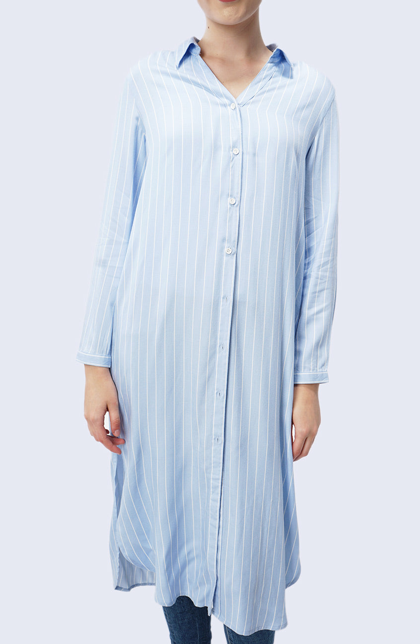 Dress Lengan Panjang Savy Blue White