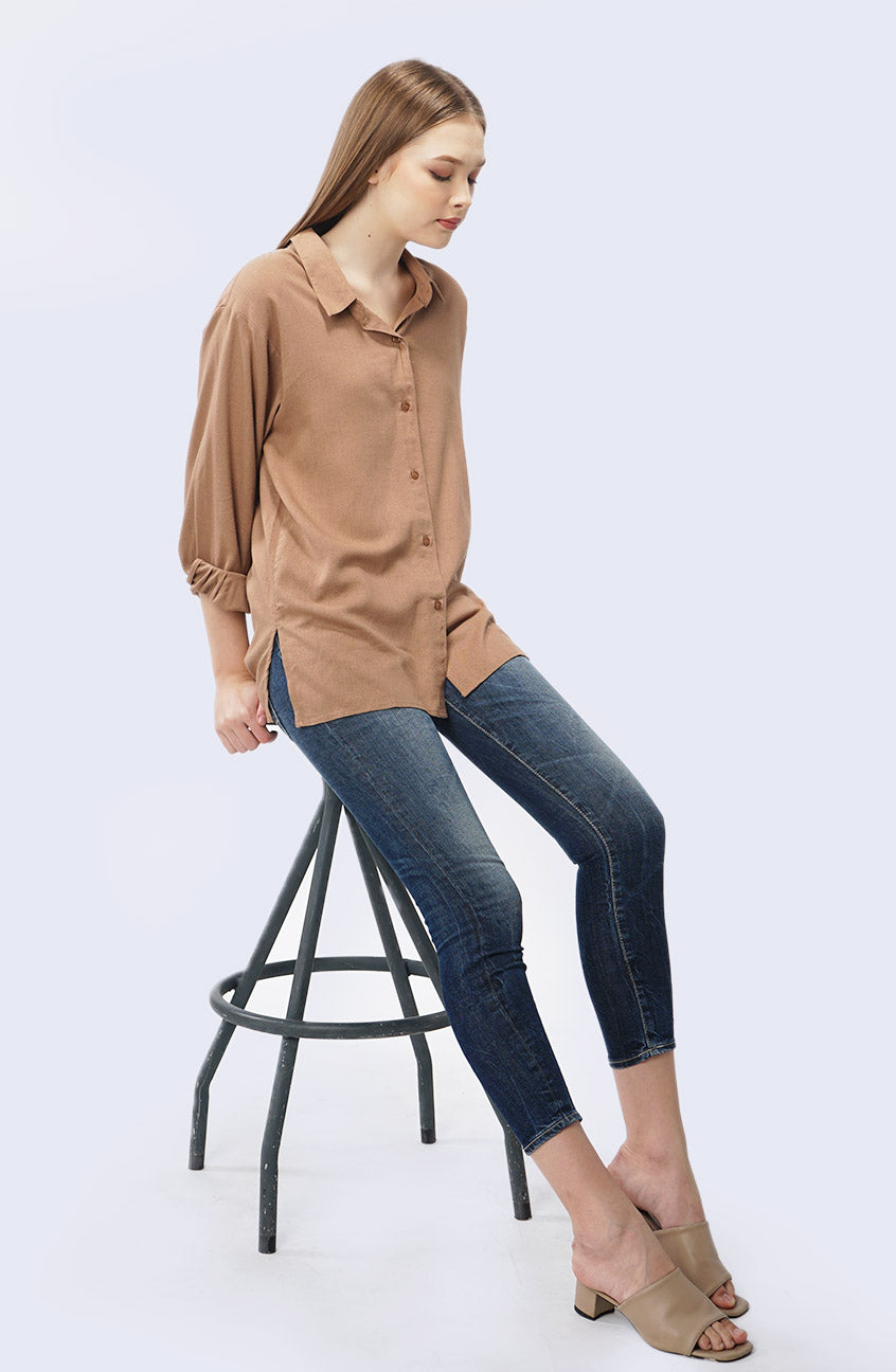 Kemeja Lengan Panjang Windy Brown