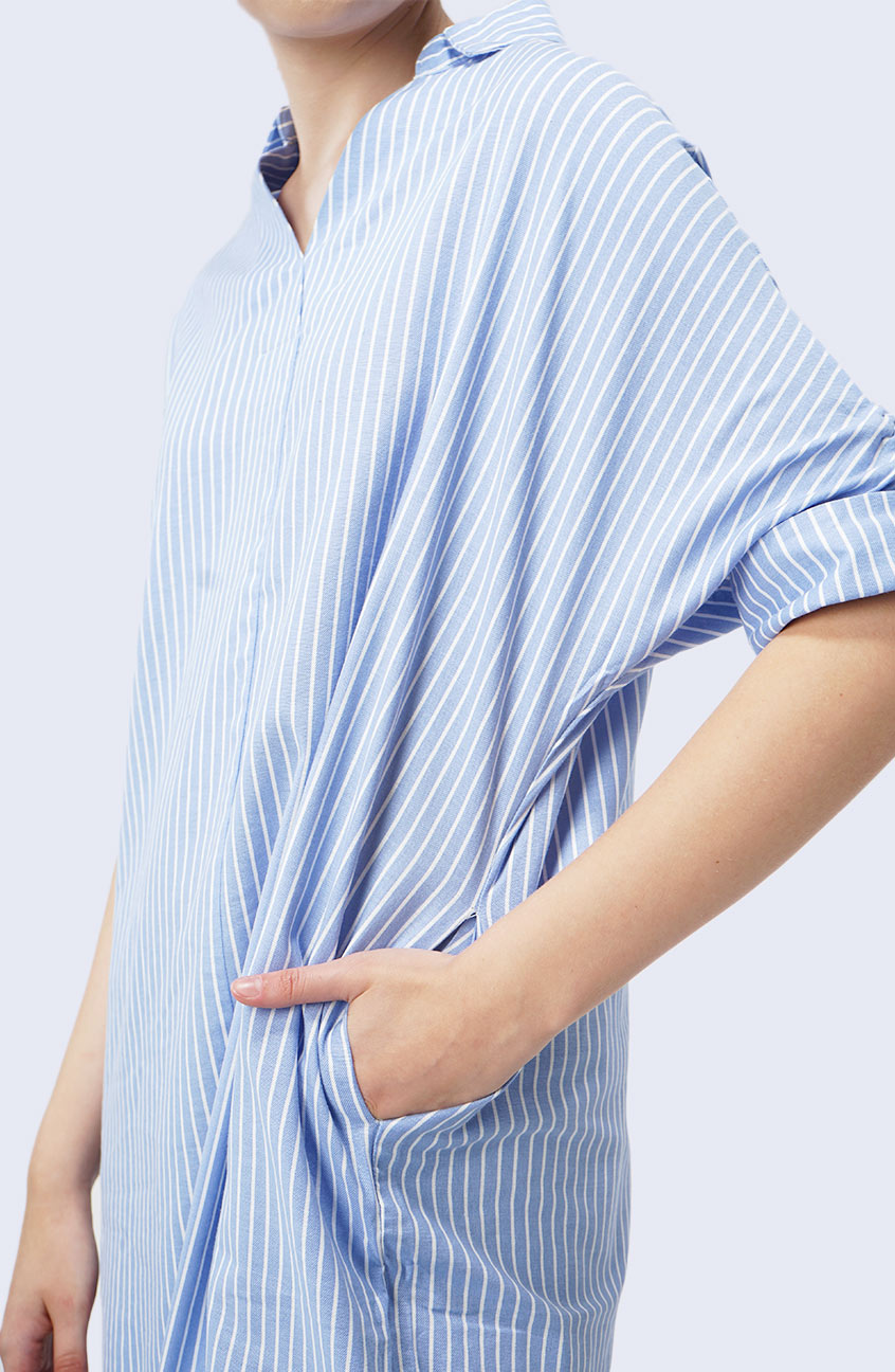 Dress Lengan Pendek Syasya Stripe Blue White