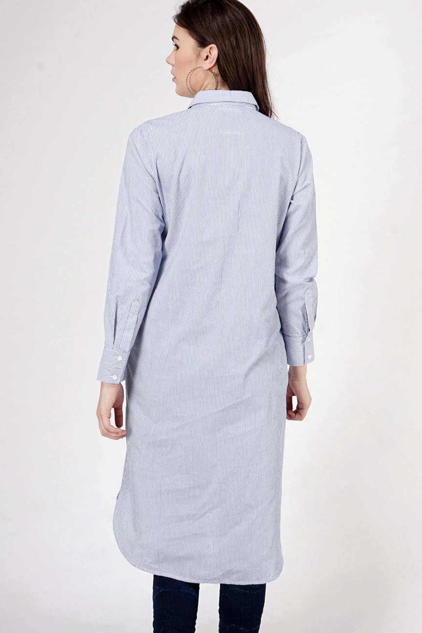 Dress Lengan Panjang Wyn Blue White