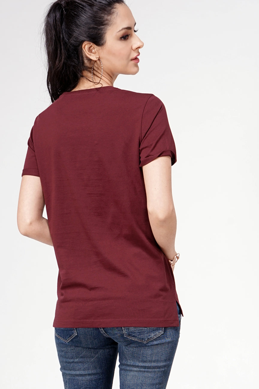 T-Shirt Lengan Pendek Nara Maroon