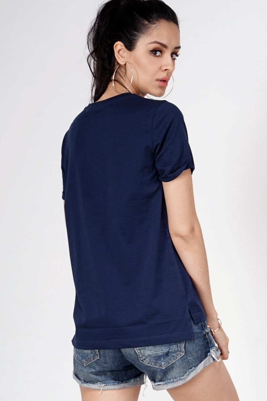 T-Shirt Lengan Pendek Delyn Navy
