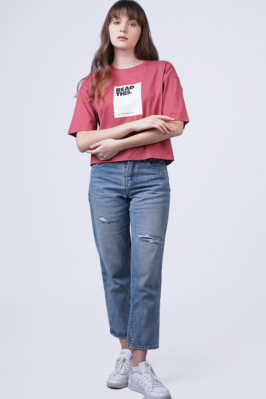 T-Shirt Lengan Pendek Claire Dark Pink