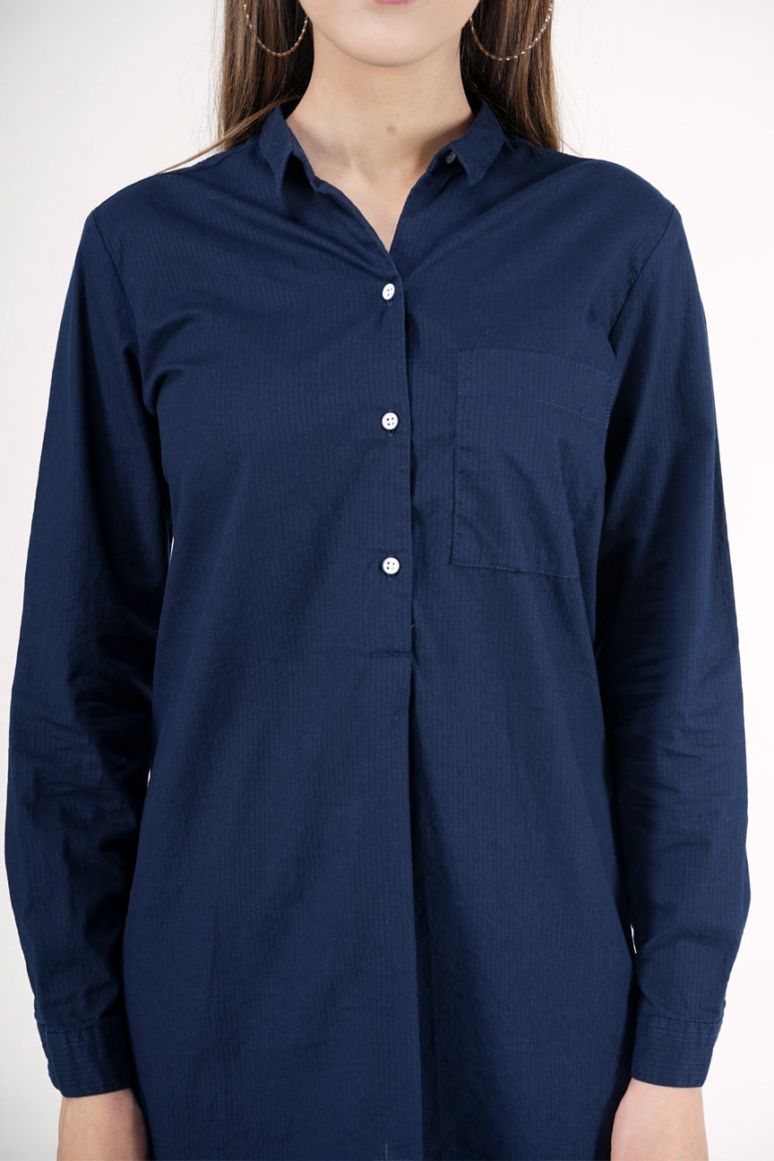 Kemeja Lengan Panjang Taddeo Dark Navy