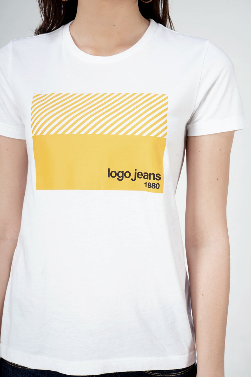 T-Shirt Lengan Pendek Gold Offwhite