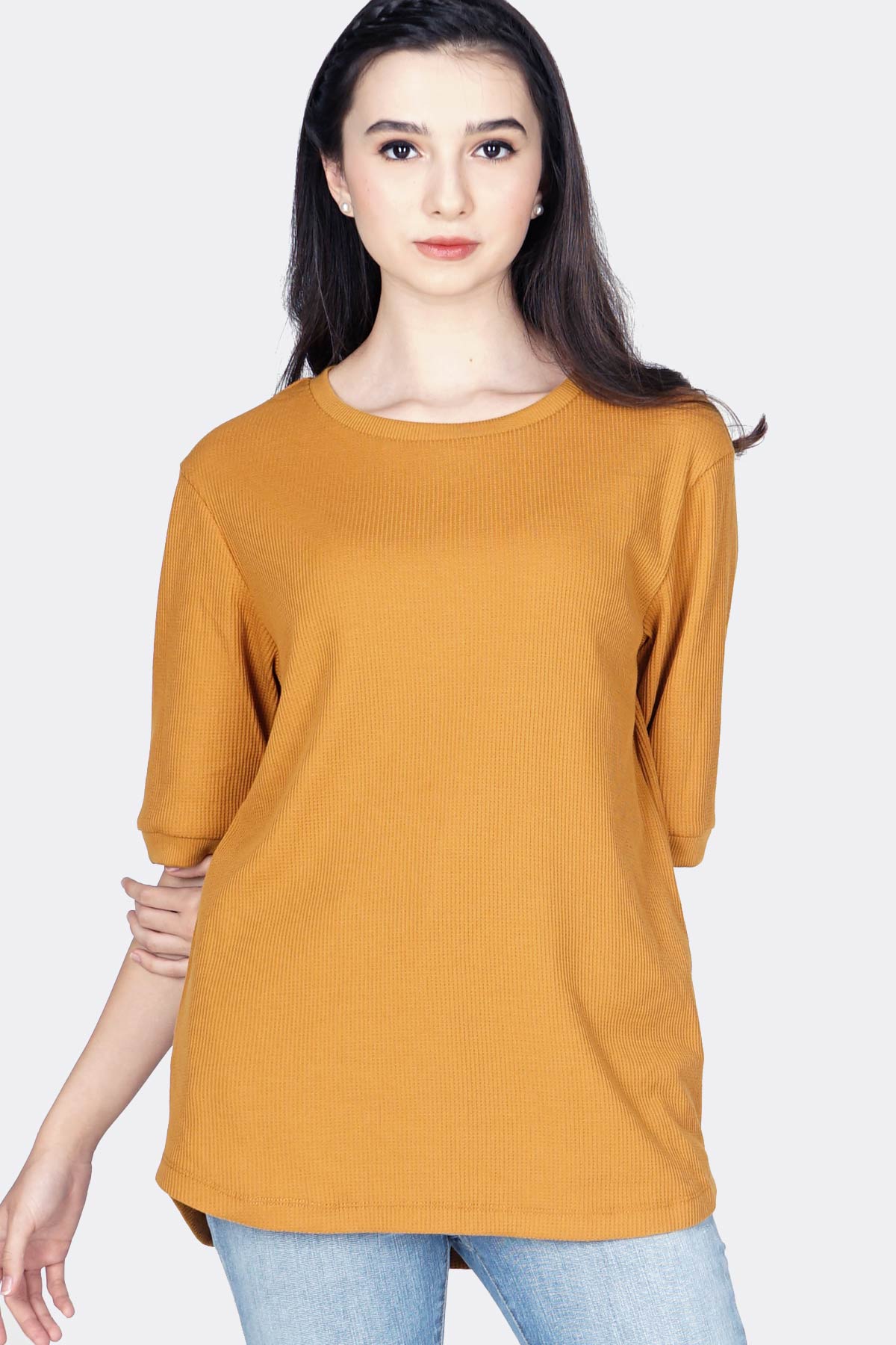 T-Shirt Lengan Pendek Elley Dark Mustard
