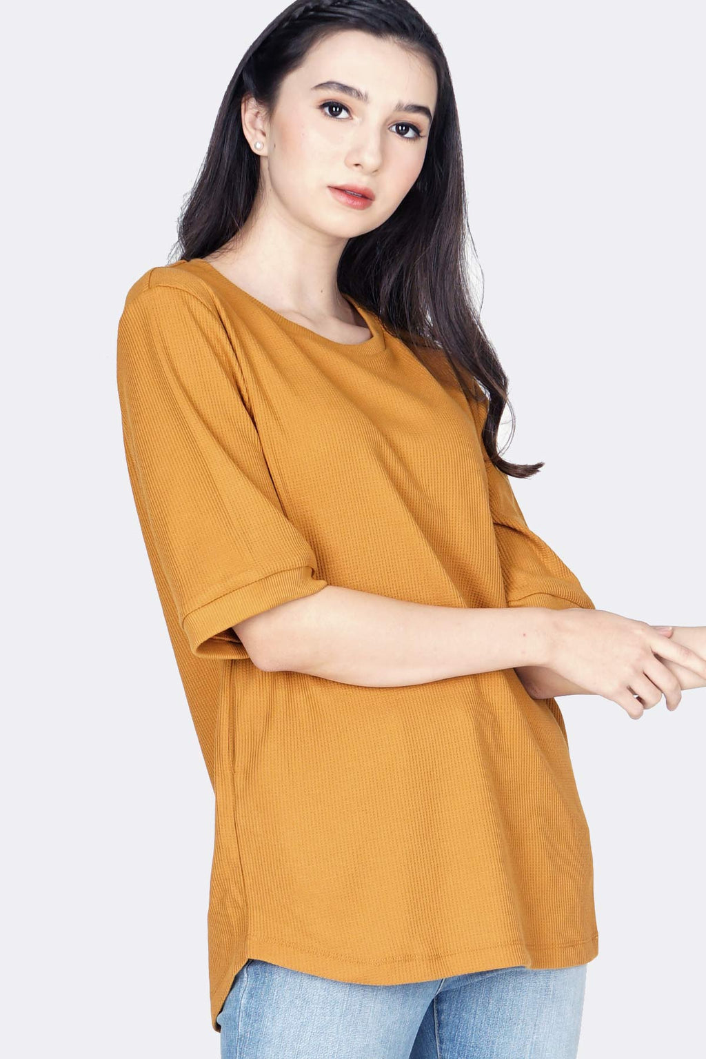 T-Shirt Lengan Pendek Elley Dark Mustard