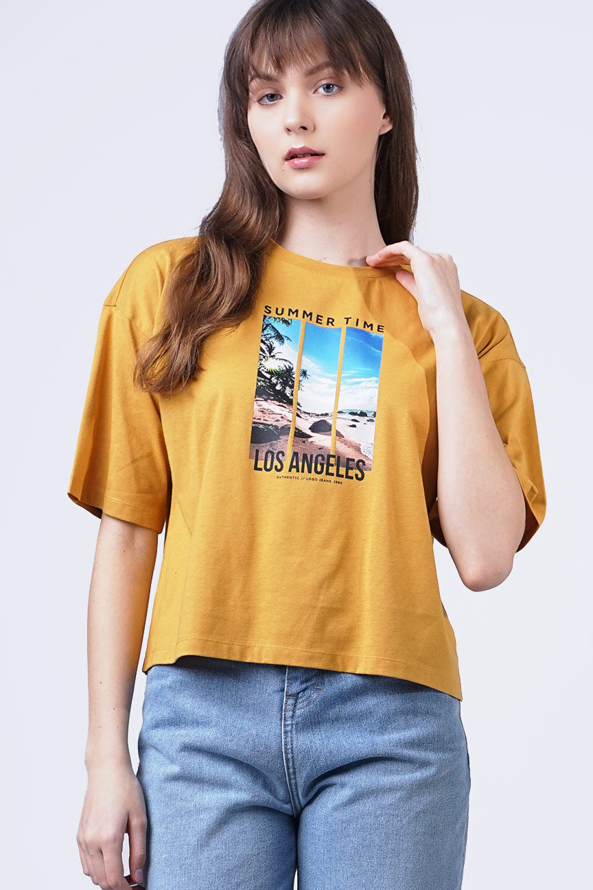 T-Shirt Lengan Pendek Ellie Mustard