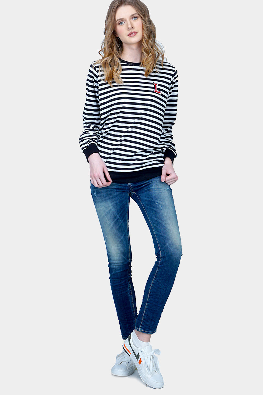 T-Shirt Lengan Panjang Elshee Black Offwhite