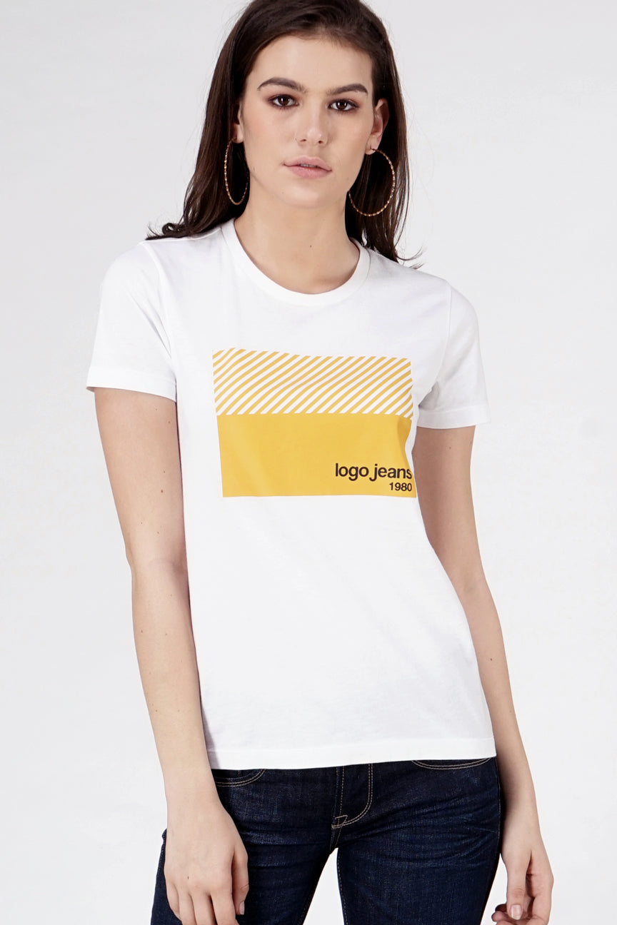 T-Shirt Lengan Pendek Gold Offwhite