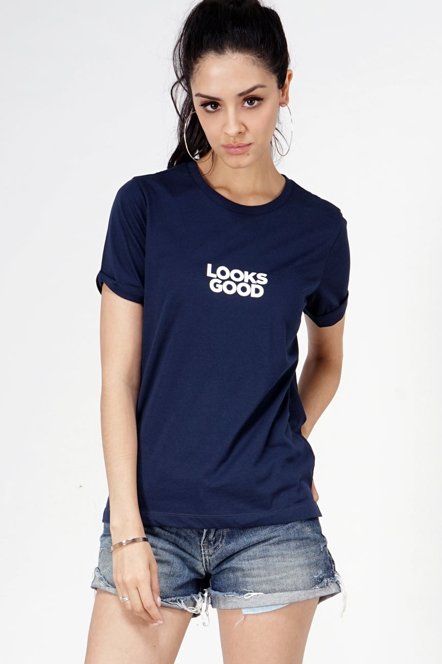 T-Shirt Lengan Pendek Delyn Navy
