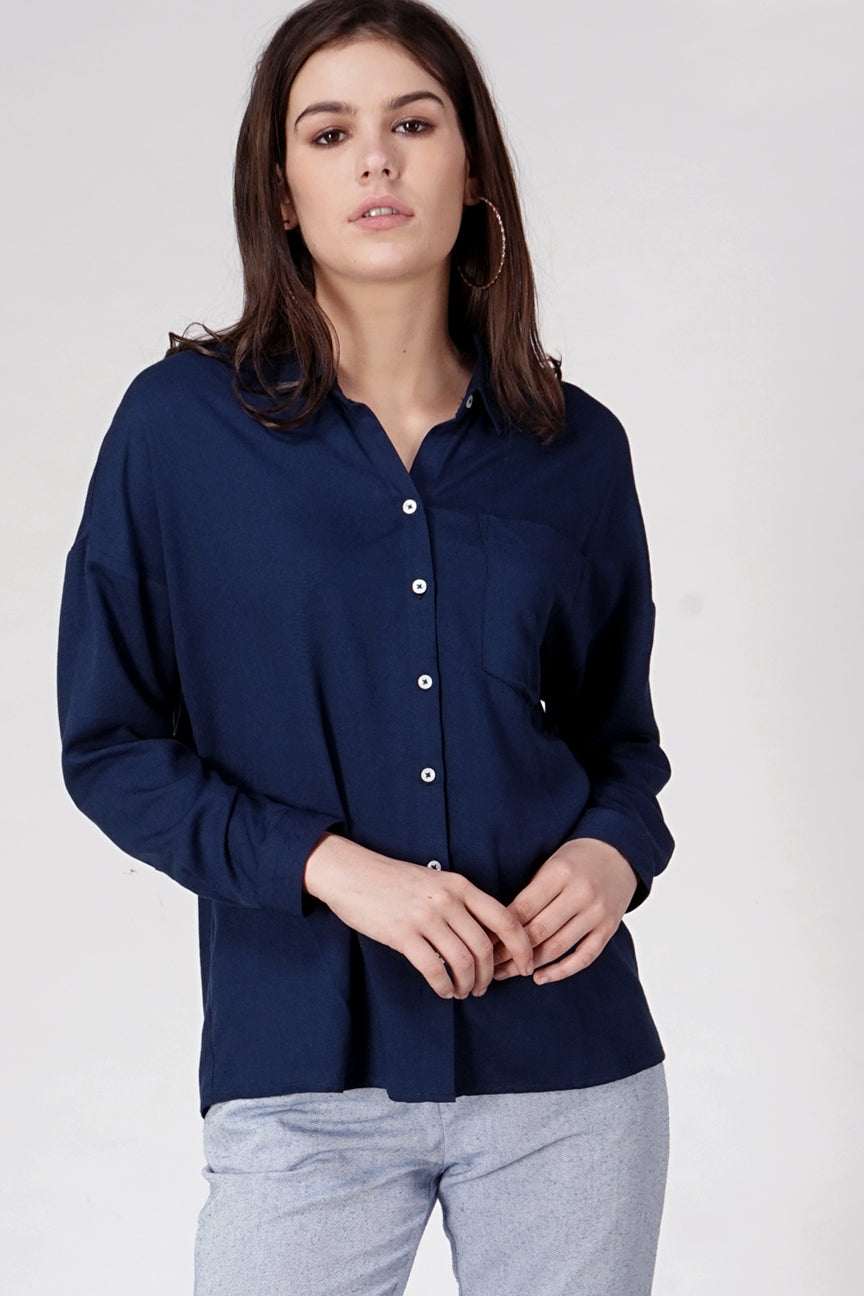 Kemeja Lengan Panjang Iggy Navy