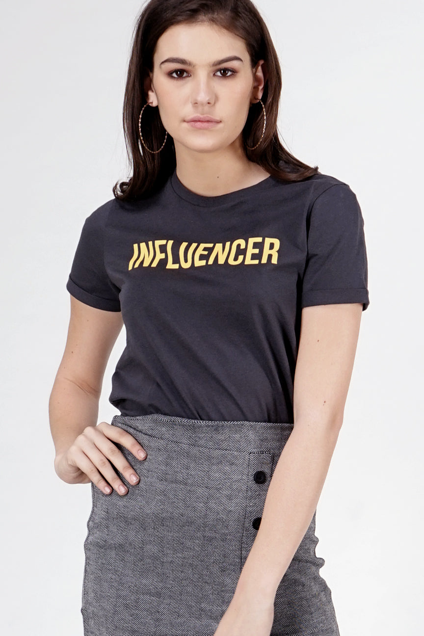 T-Shirt Lengan Pendek Influencer Dark Grey