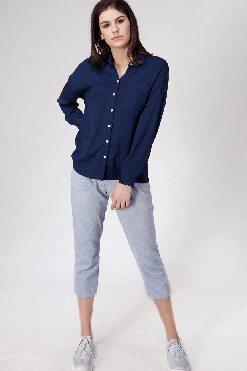 Kemeja Lengan Panjang Iggy Navy