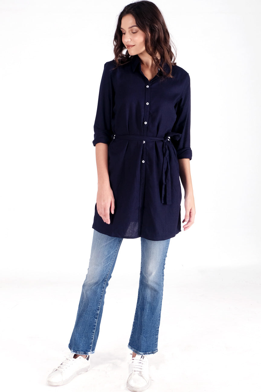 Kemeja Lengan Panjang Axel Dark Navy