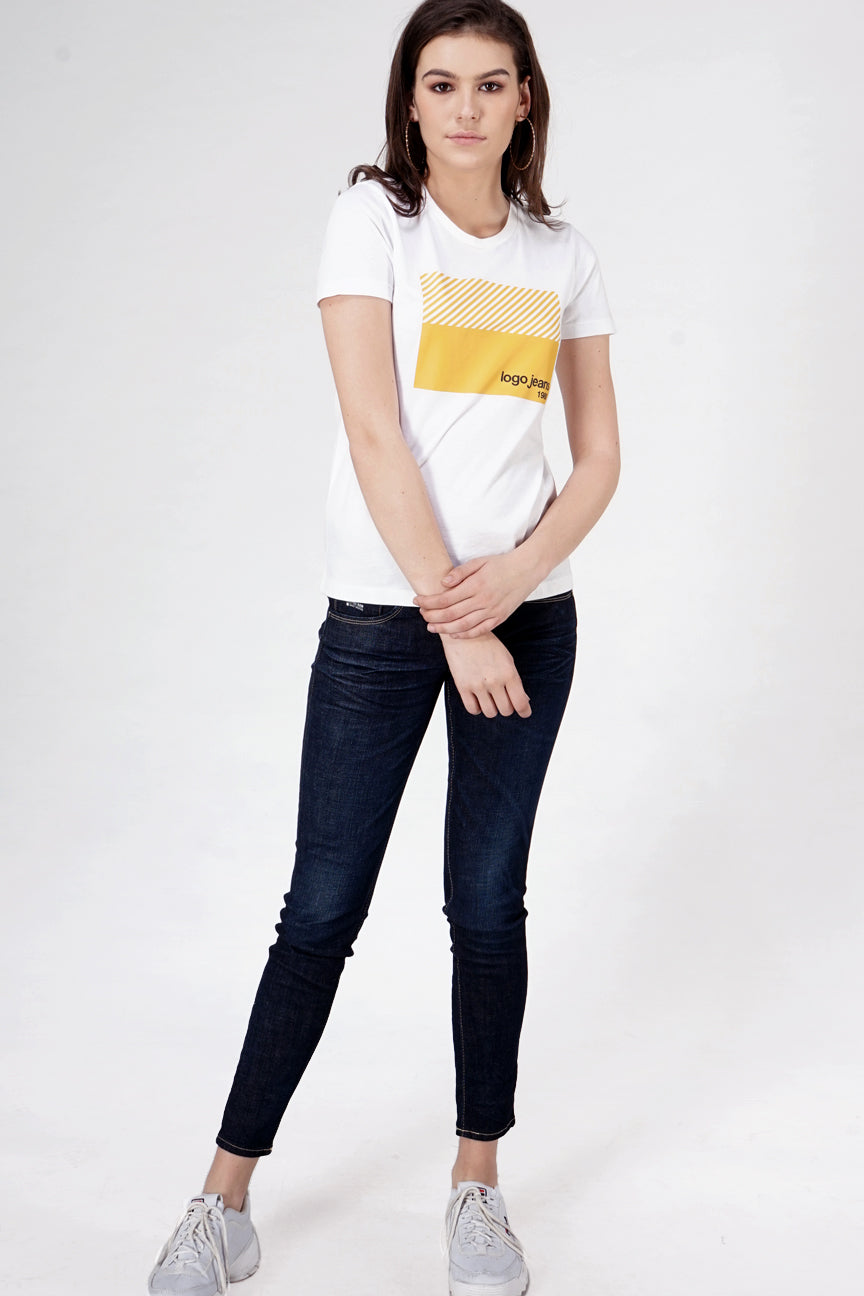 T-Shirt Lengan Pendek Gold Offwhite