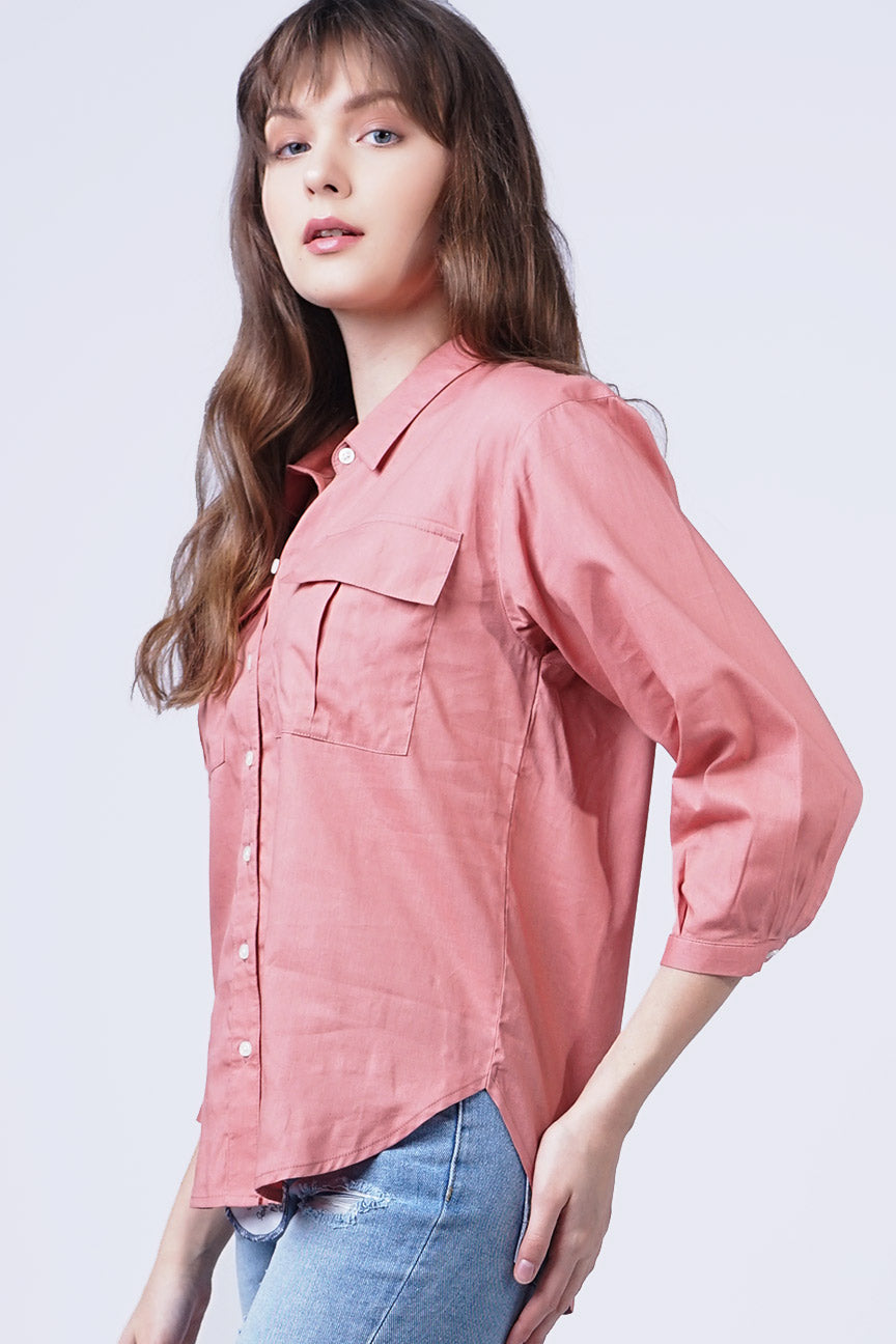 Kemeja Lengan Panjang Gio Rosedawn Pink