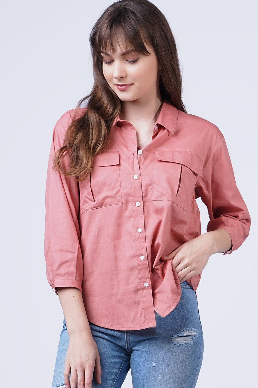 Kemeja Lengan Panjang Gio Rosedawn Pink
