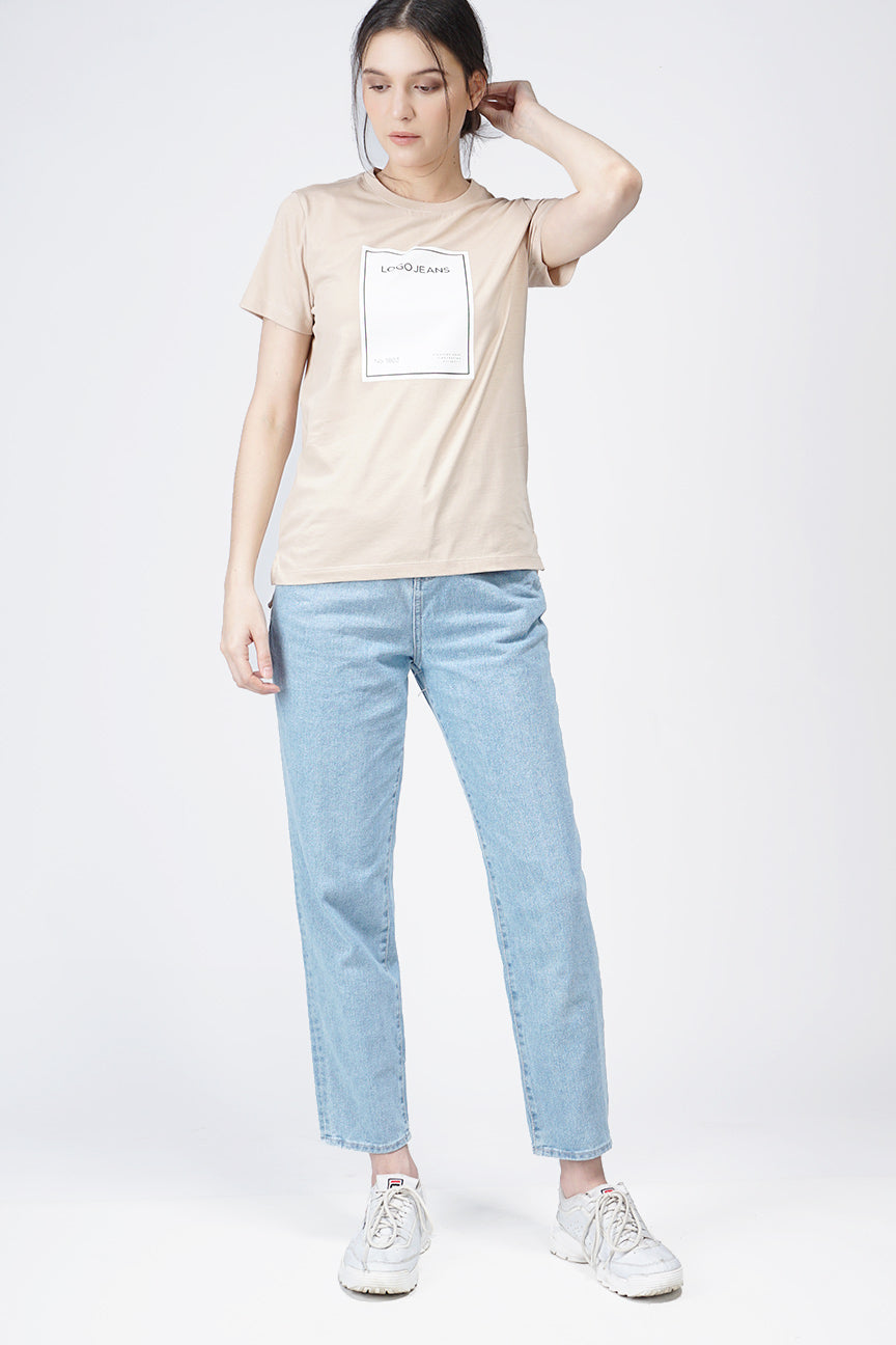 T-Shirt Lengan Pendek Ivanka Cream