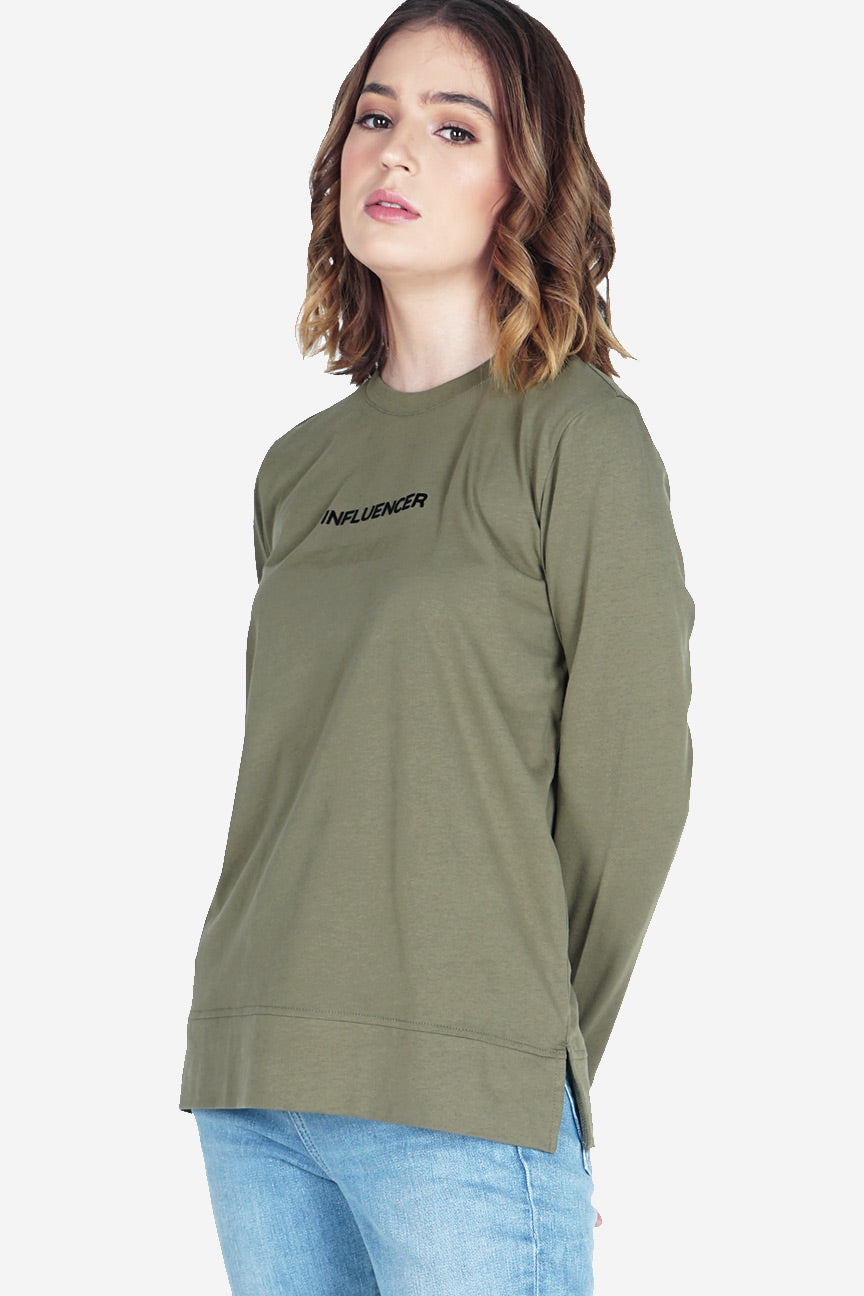 T-Shirt Lengan Panjang Kiana Army
