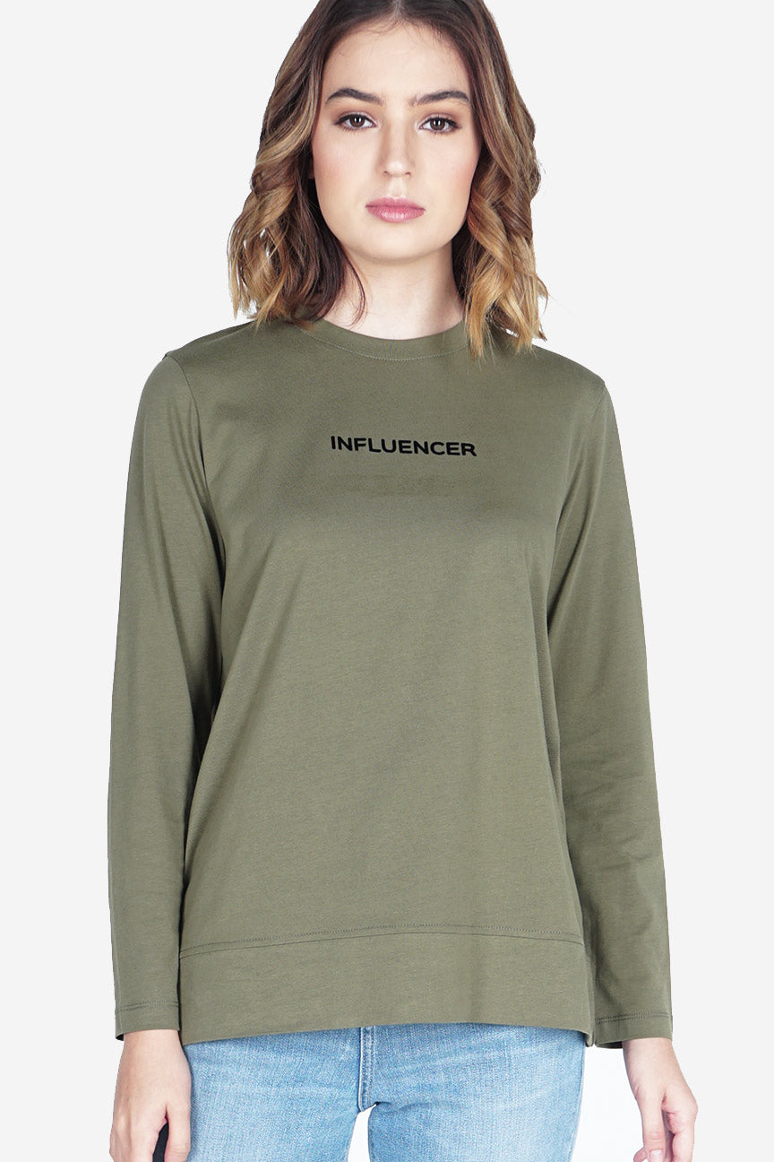 T-Shirt Lengan Panjang Kiana Army