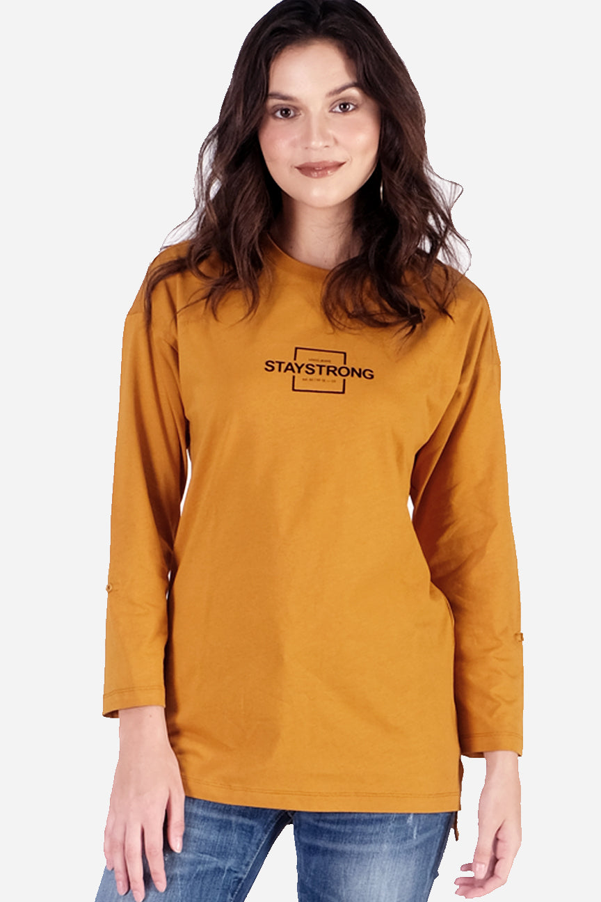 T-Shirt Lengan Panjang Kilmoon Dark Mustard