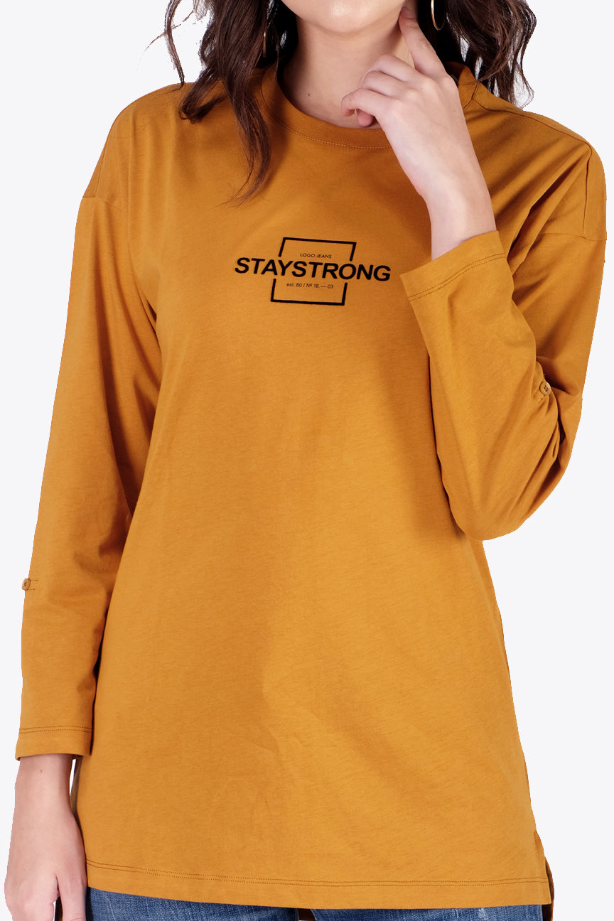 T-Shirt Lengan Panjang Kilmoon Dark Mustard