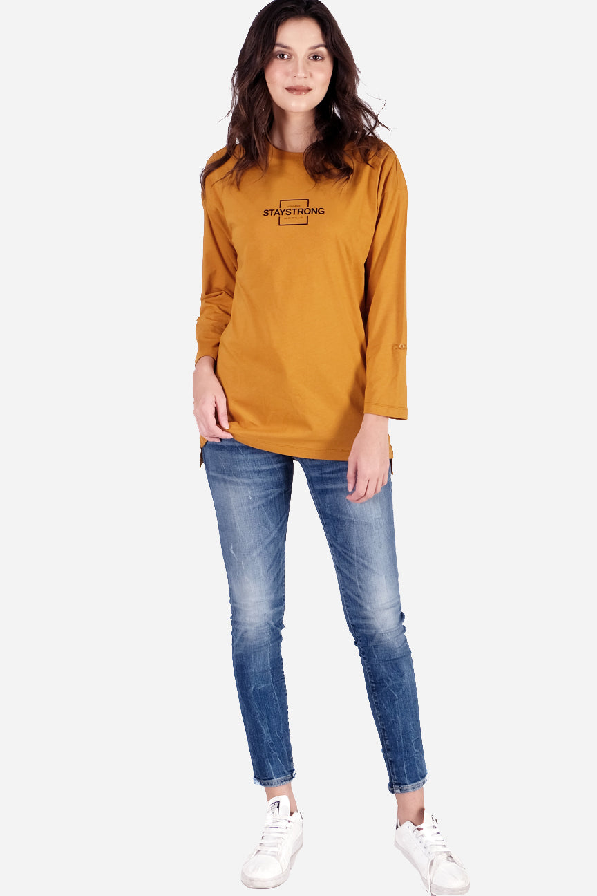 T-Shirt Lengan Panjang Kilmoon Dark Mustard