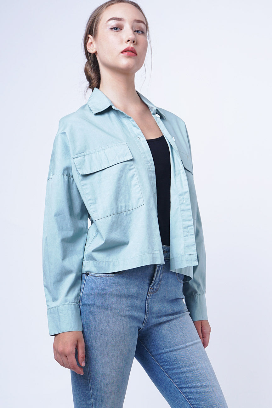 Kemeja Lengan Panjang Landry Light Green