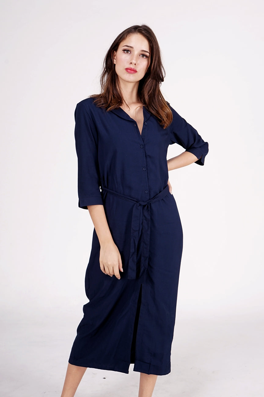 Dress Lengan Panjang Midnight Navy