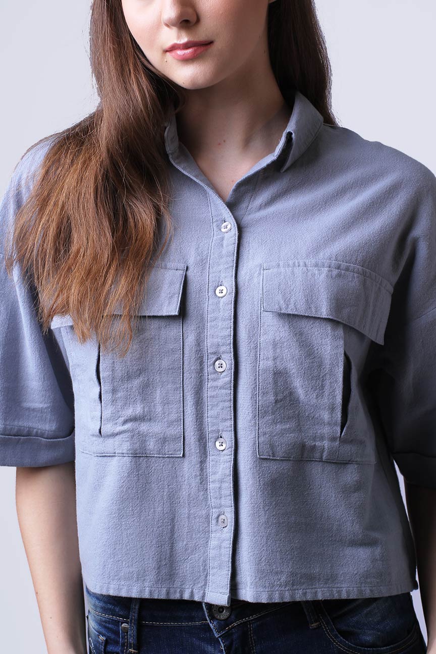 Kemeja Lengan Pendek Nara Light Blue