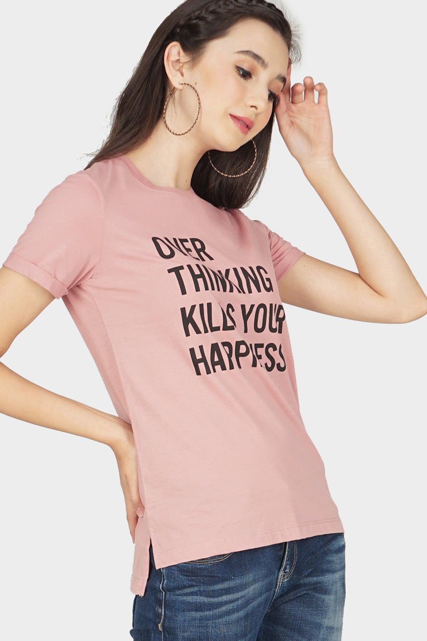 T-Shirt Lengan Pendek Overthink Dusty Pink