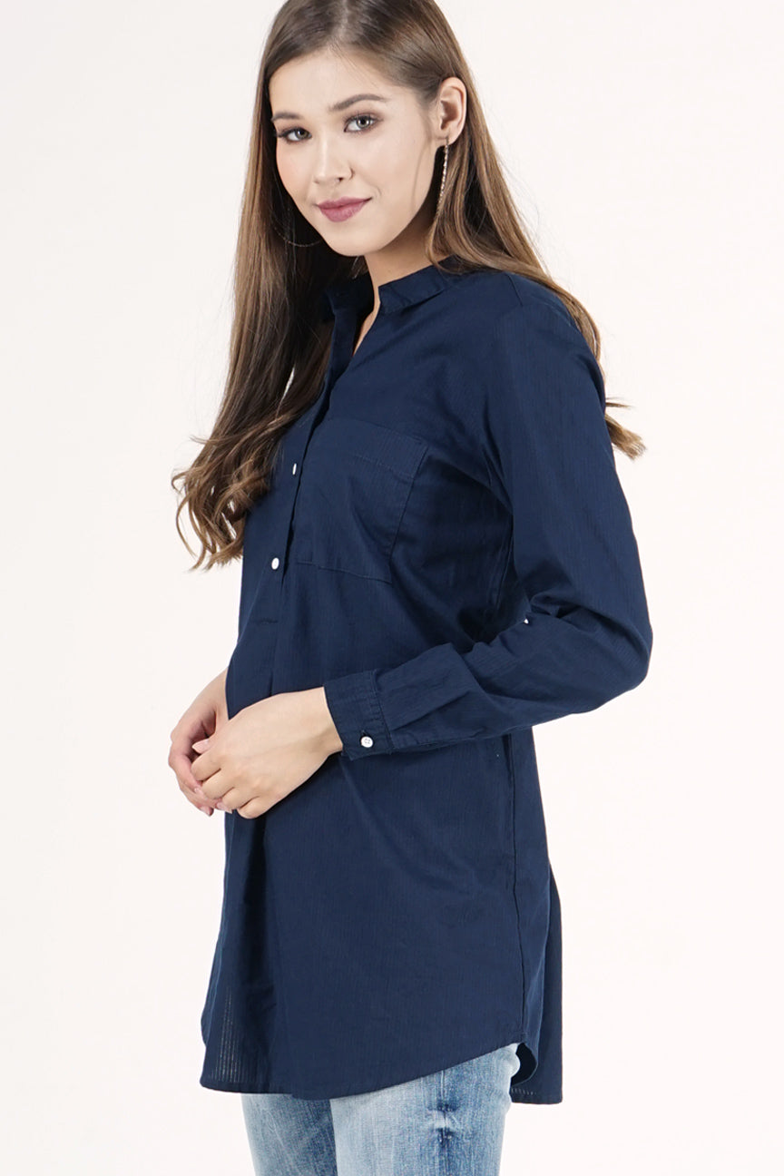 Kemeja Lengan Panjang Taddeo Dark Navy