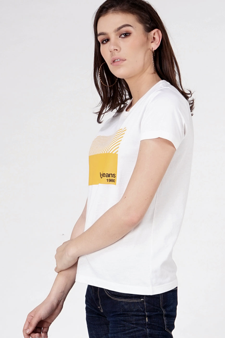 T-Shirt Lengan Pendek Gold Offwhite