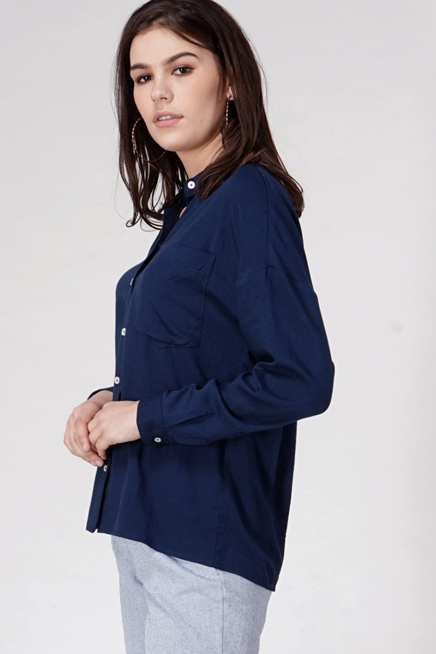 Kemeja Lengan Panjang Iggy Navy