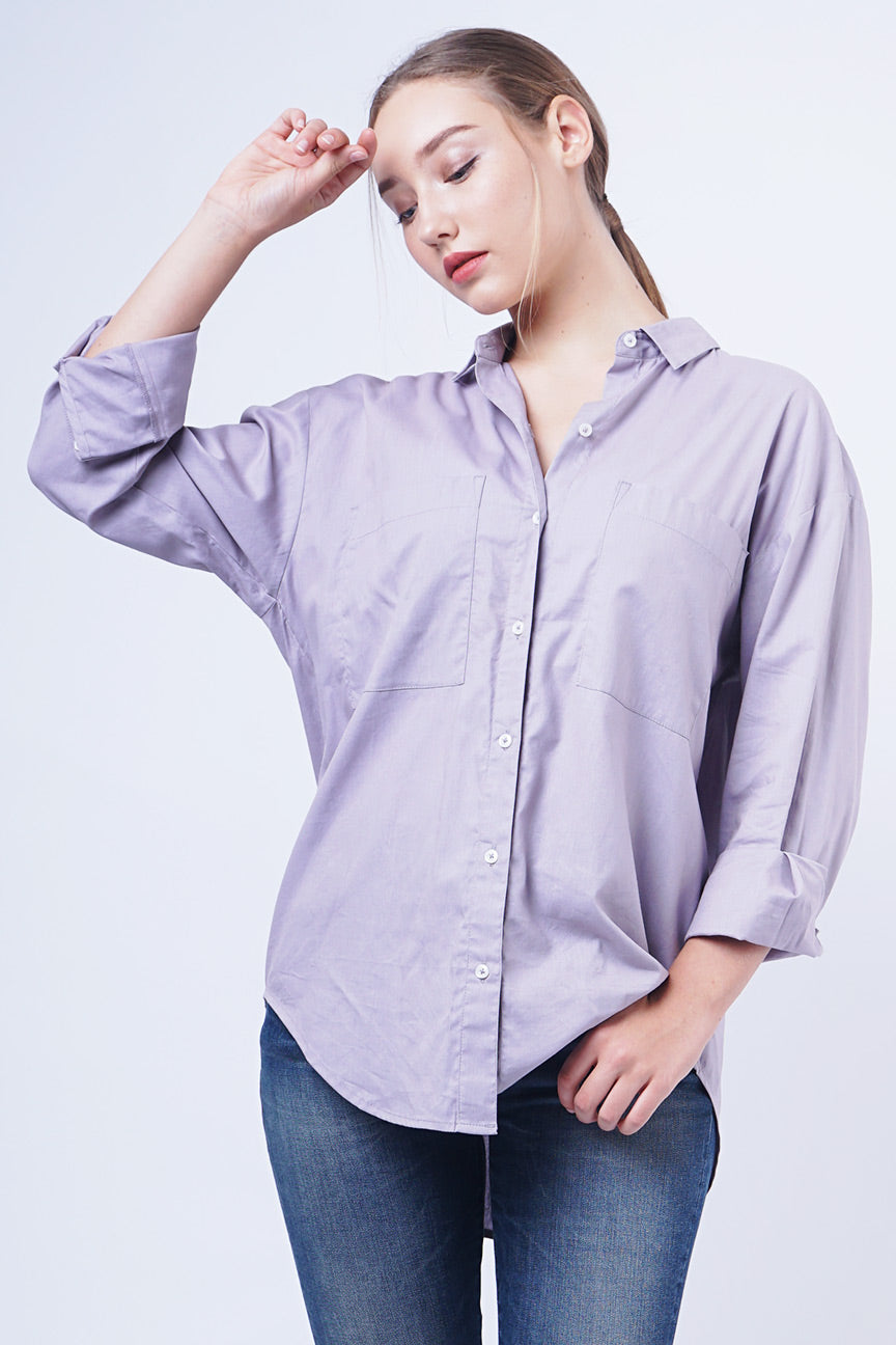 Kemeja Lengan Panjang Tasha Lilac