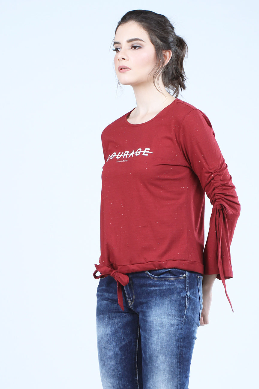 T-Shirt Lengan Panjang Kaia Maroon