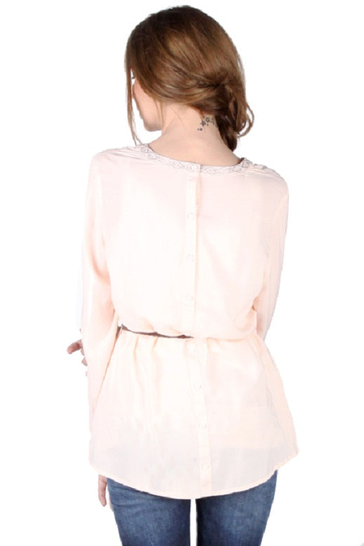 Kemeja Lengan Panjang Papyrus Peach Tunic
